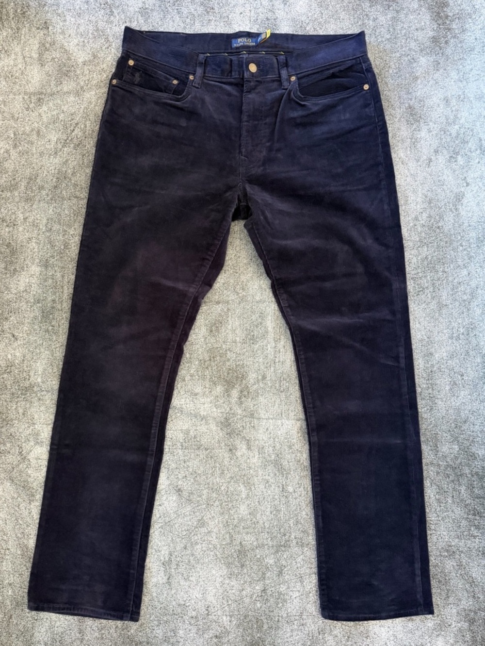 Polo Ralph Lauren Varick Slim Straight Corduroy Pants Navy Blue